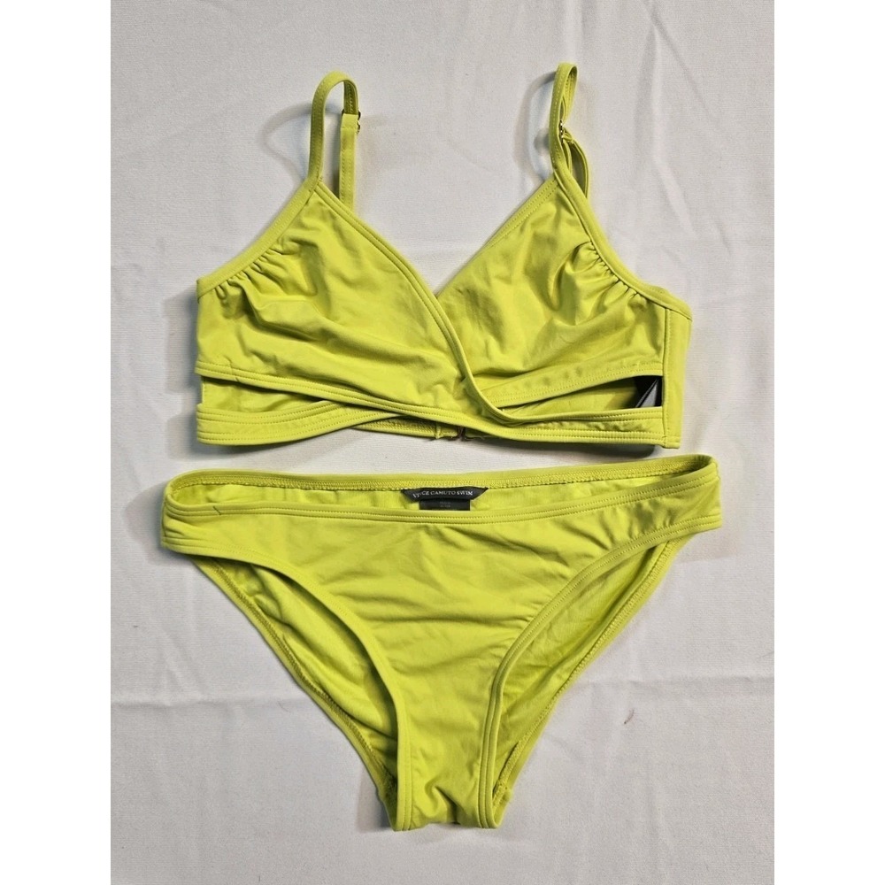 Vince Camuto Womens 2 Piece Swimming Suit Size Small Neon Green Wireless